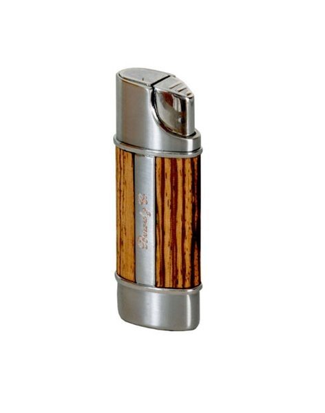 Zippo Lighter - Zebrawood and Black Leather